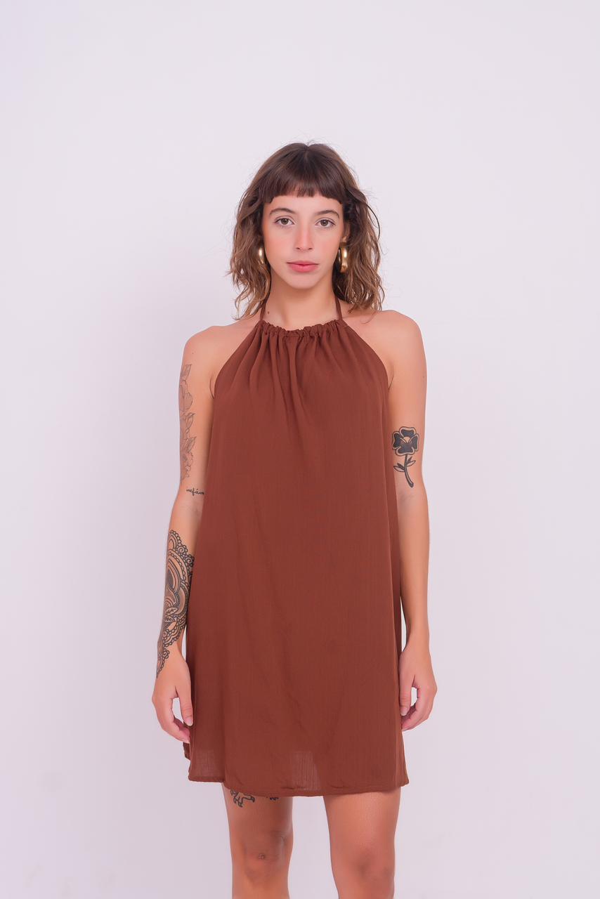 Vestido Essencial Marfim | Marrom