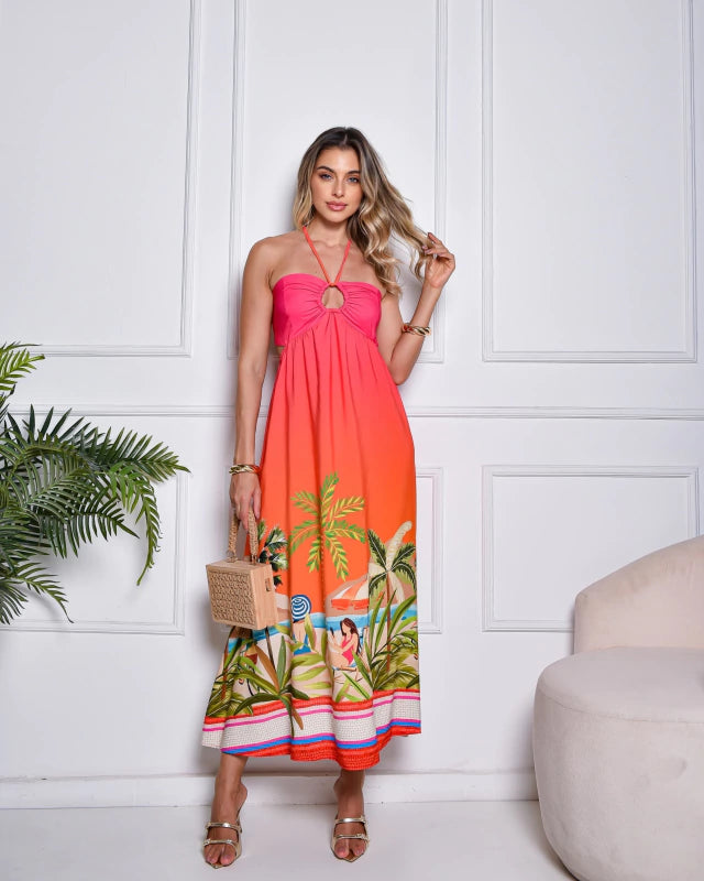 Vestido Degrade Praiano Rosa